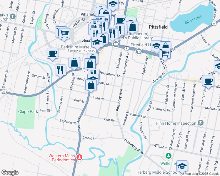 map of restaurants, bars, coffee shops, grocery stores, and more near 49 Taconic Street in Pittsfield