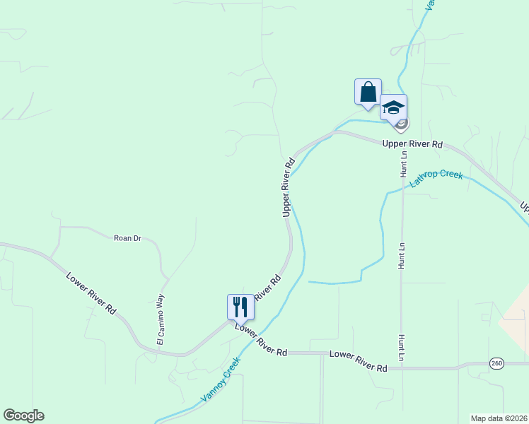 map of restaurants, bars, coffee shops, grocery stores, and more near 102 Cambridge Drive in Grants Pass