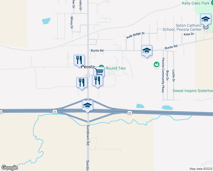 map of restaurants, bars, coffee shops, grocery stores, and more near 8400 NICC Drive in Peosta