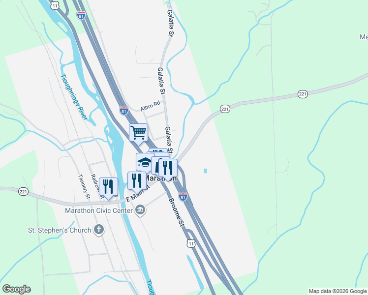 map of restaurants, bars, coffee shops, grocery stores, and more near 10 Galatia Street in Marathon