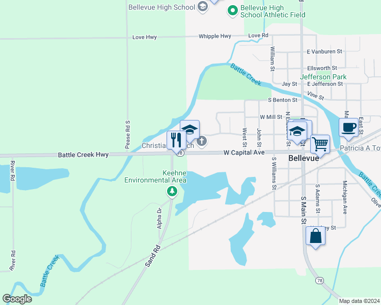 map of restaurants, bars, coffee shops, grocery stores, and more near 904 West Capital Avenue in Bellevue
