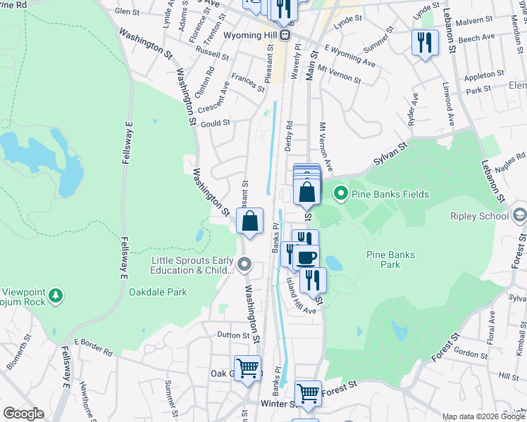 map of restaurants, bars, coffee shops, grocery stores, and more near 3000 Stone Place in Melrose