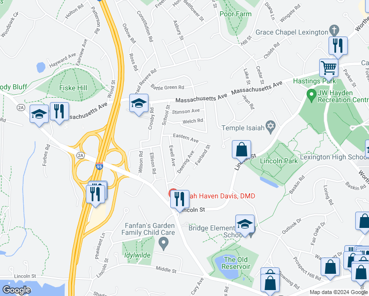 map of restaurants, bars, coffee shops, grocery stores, and more near 8 Frances Road in Lexington