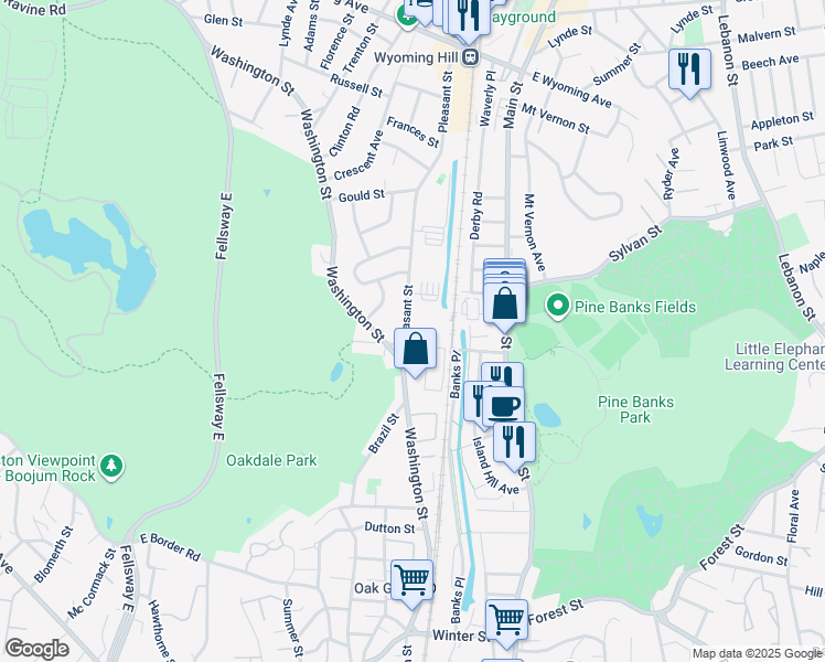 map of restaurants, bars, coffee shops, grocery stores, and more near 1000 Stone Place in Melrose