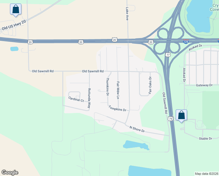 map of restaurants, bars, coffee shops, grocery stores, and more near 1547-1575 Fair Meadow Drive in South Sioux City