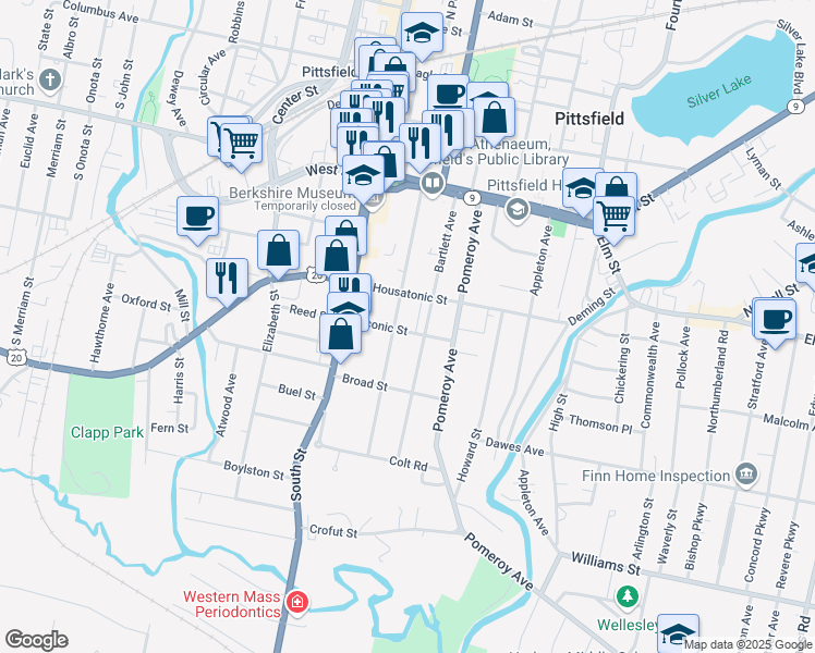 map of restaurants, bars, coffee shops, grocery stores, and more near 49 Taconic Street in Pittsfield