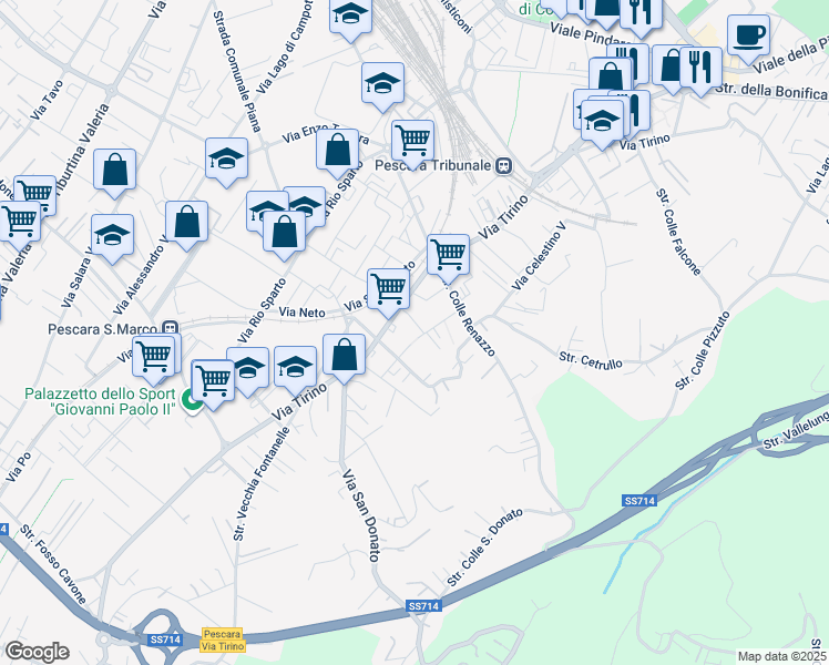 map of restaurants, bars, coffee shops, grocery stores, and more near 24 Via Vibrata in Pescara