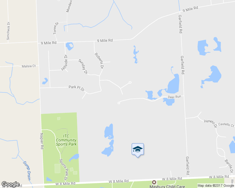 map of restaurants, bars, coffee shops, grocery stores, and more near 50751 Applebrooke Drive in Northville