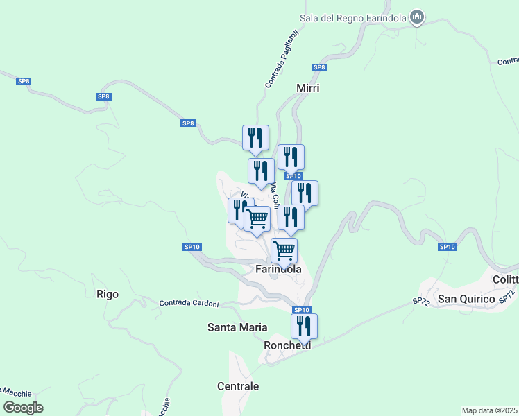 map of restaurants, bars, coffee shops, grocery stores, and more near 37 Strada Provinciale 72 in Farindola