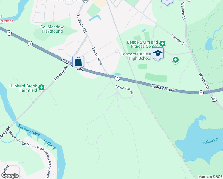 map of restaurants, bars, coffee shops, grocery stores, and more near 16B Arena Terrace in Concord