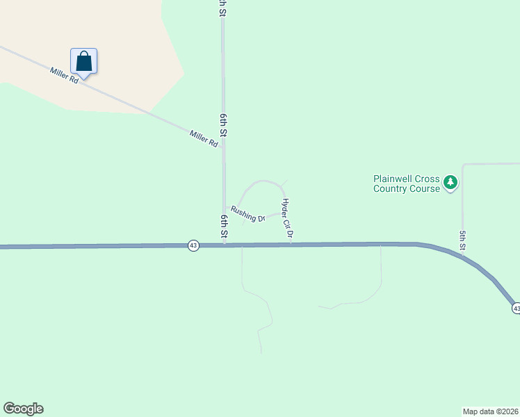 map of restaurants, bars, coffee shops, grocery stores, and more near 578 Rushing Drive in Plainwell