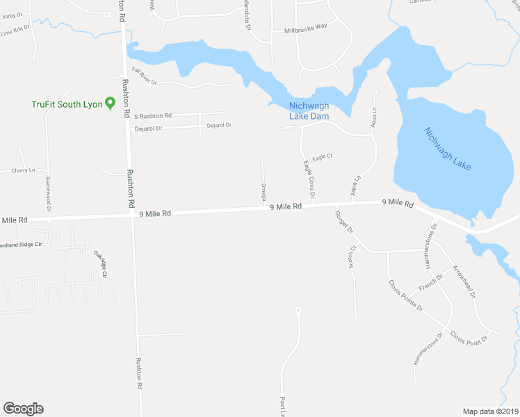 map of restaurants, bars, coffee shops, grocery stores, and more near 12913 9 Mile Road in South Lyon