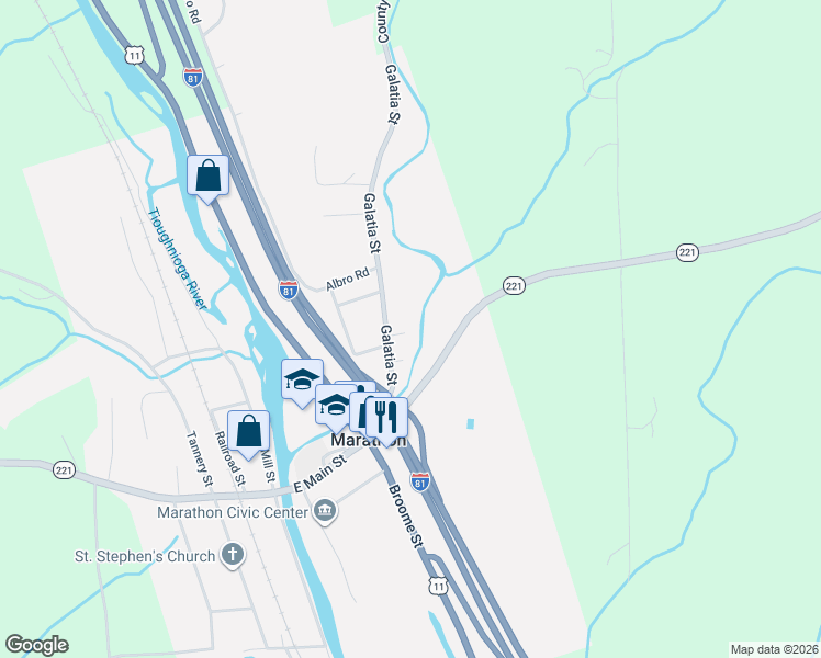 map of restaurants, bars, coffee shops, grocery stores, and more near 16 Galatia St in Marathon