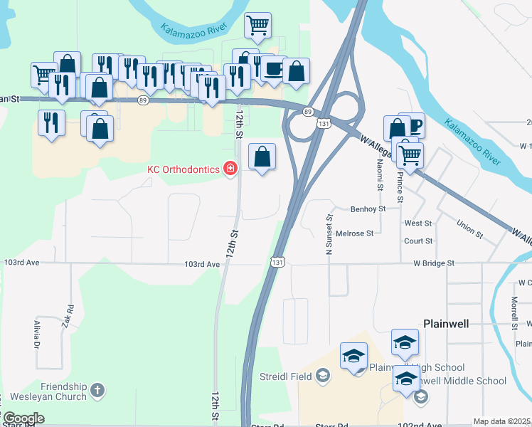 343 12th Street, Plainwell MI Walk Score