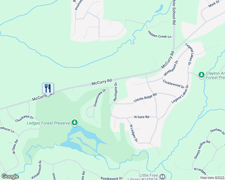 map of restaurants, bars, coffee shops, grocery stores, and more near 7539 McCurry Road in Roscoe