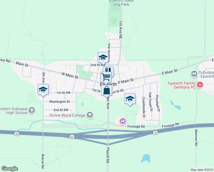 map of restaurants, bars, coffee shops, grocery stores, and more near in Epworth