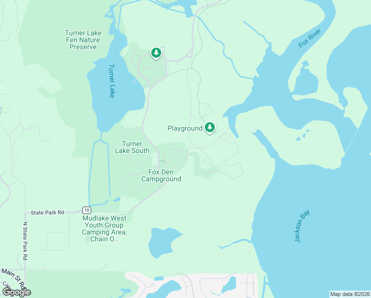 map of restaurants, bars, coffee shops, grocery stores, and more near Chain-O-Lakes State Park in Spring Grove