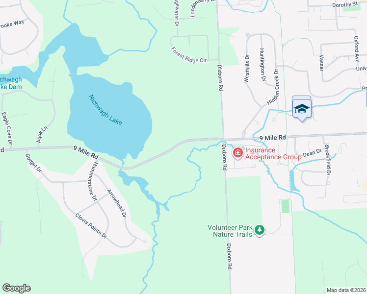 map of restaurants, bars, coffee shops, grocery stores, and more near 13810 9 Mile Road in South Lyon