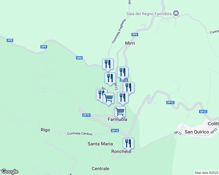 map of restaurants, bars, coffee shops, grocery stores, and more near 37 Strada Provinciale 72 in Farindola