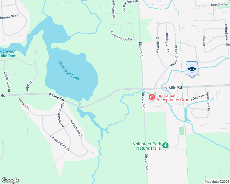 map of restaurants, bars, coffee shops, grocery stores, and more near 13810 9 Mile Road in South Lyon