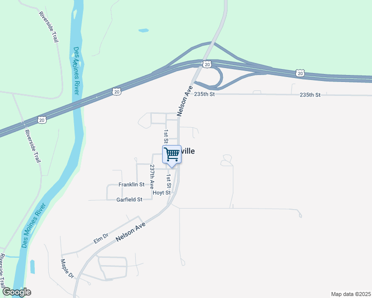 map of restaurants, bars, coffee shops, grocery stores, and more near 23670 Nelson Avenue in Fort Dodge