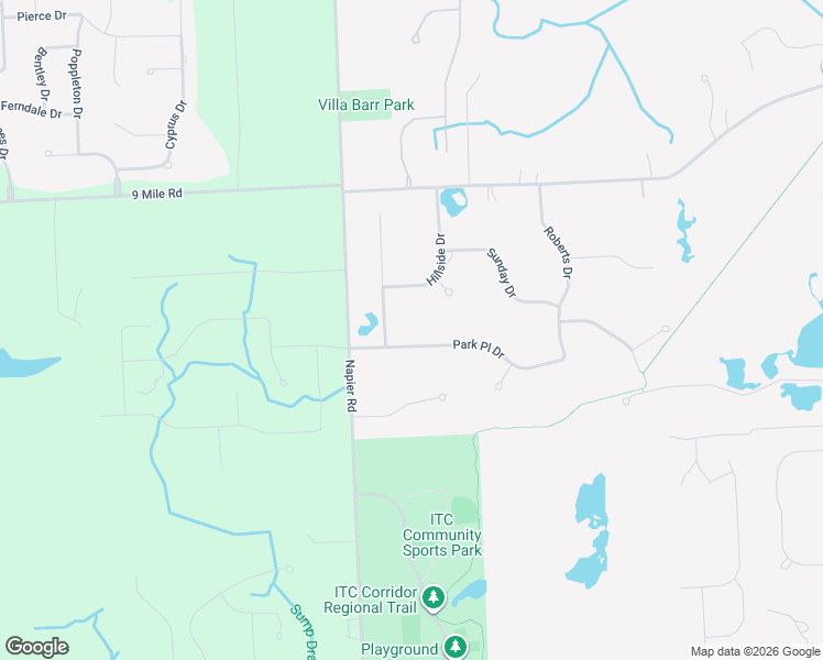 map of restaurants, bars, coffee shops, grocery stores, and more near 51240 Park Pl Dr in Northville