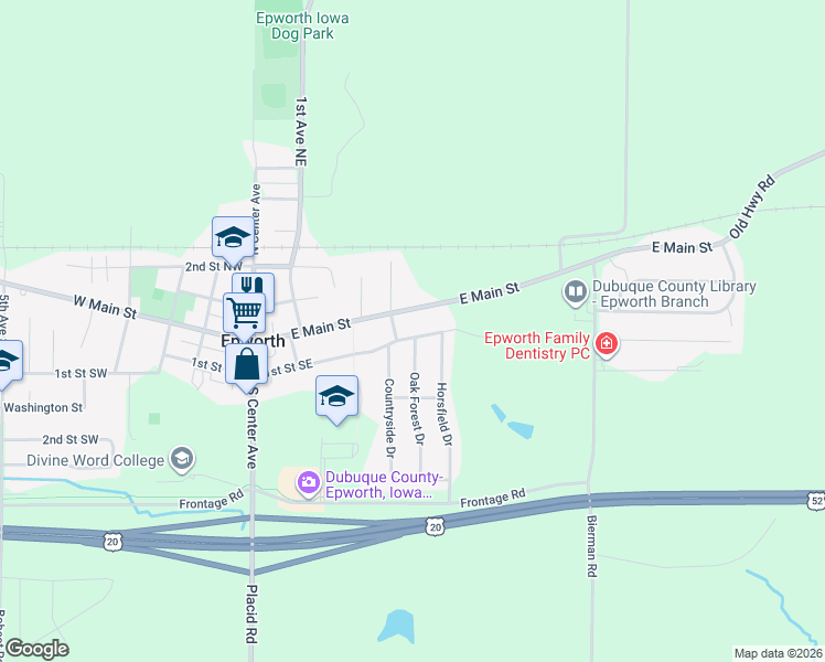 map of restaurants, bars, coffee shops, grocery stores, and more near 313 Pheasant Run Lane in Epworth