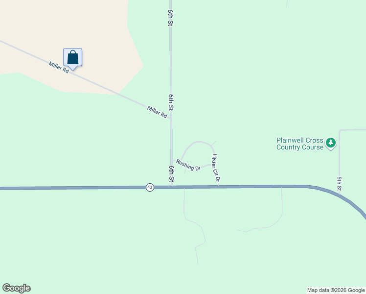 map of restaurants, bars, coffee shops, grocery stores, and more near 336 Hyder Circle Drive in Plainwell