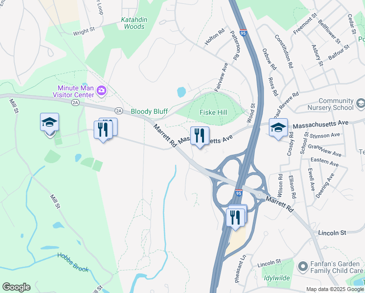 map of restaurants, bars, coffee shops, grocery stores, and more near 727 Marrett Road in Lexington