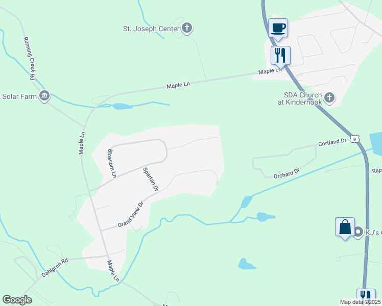 map of restaurants, bars, coffee shops, grocery stores, and more near 20 Robinwood Ln in Valatie