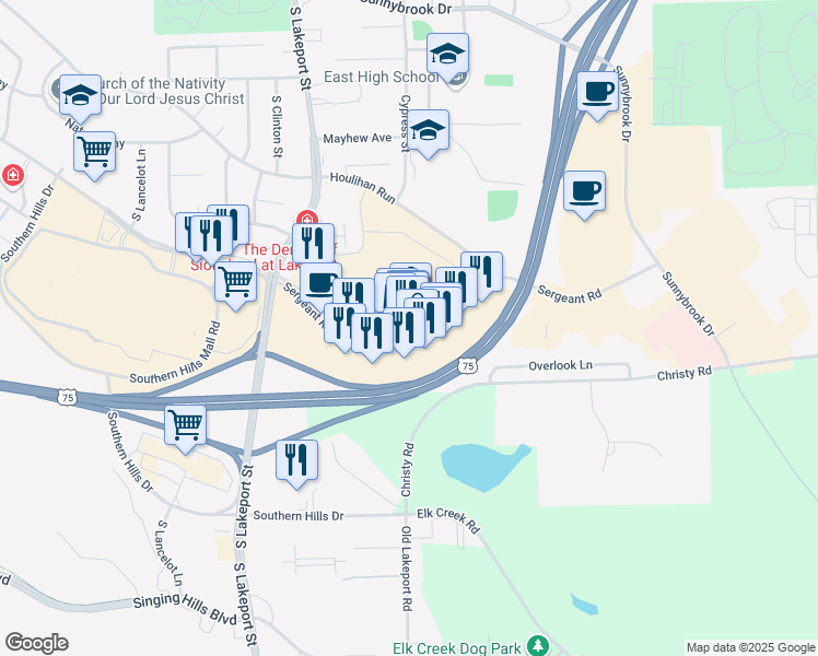 map of restaurants, bars, coffee shops, grocery stores, and more near 5001 Sergeant Road in Sioux City
