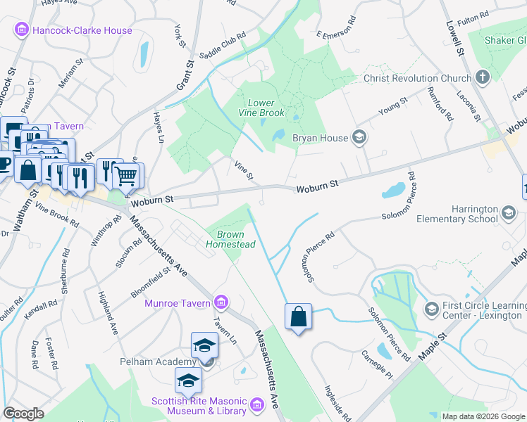 map of restaurants, bars, coffee shops, grocery stores, and more near 3 Howard Munroe Place in Lexington
