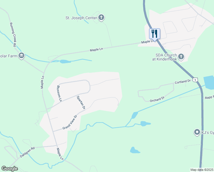 map of restaurants, bars, coffee shops, grocery stores, and more near 20 Robinwood Ln in Valatie