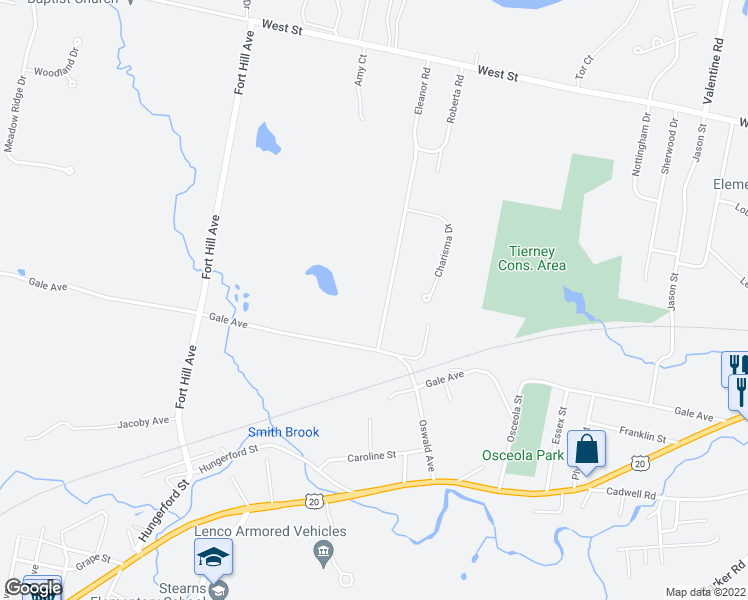 map of restaurants, bars, coffee shops, grocery stores, and more near 274 Eleanor Road in Pittsfield