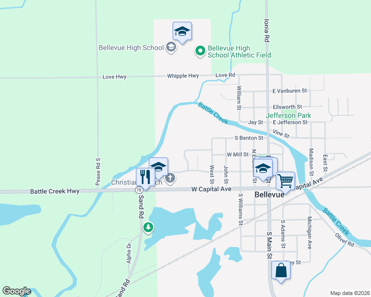 map of restaurants, bars, coffee shops, grocery stores, and more near 201 West Street in Bellevue