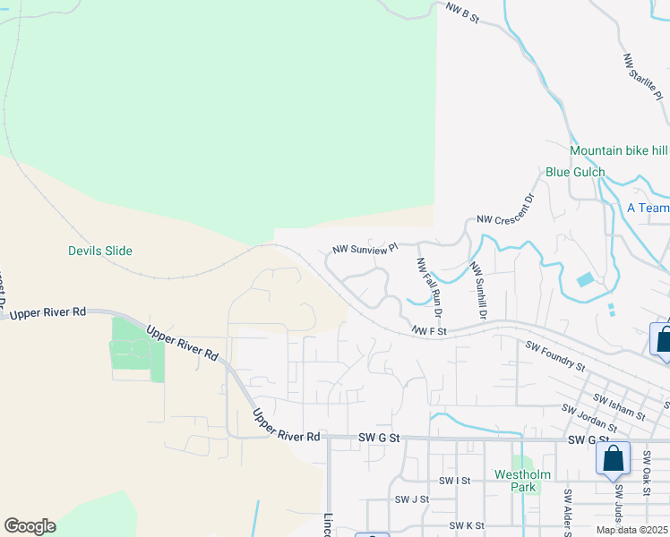 map of restaurants, bars, coffee shops, grocery stores, and more near 1946 Northwest Sunview Place in Grants Pass