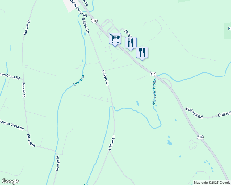 map of restaurants, bars, coffee shops, grocery stores, and more near 122 South Silver Lane in Sunderland