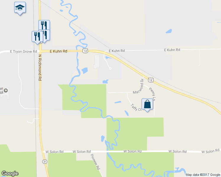 map of restaurants, bars, coffee shops, grocery stores, and more near 5020 Macwood Drive in Richmond