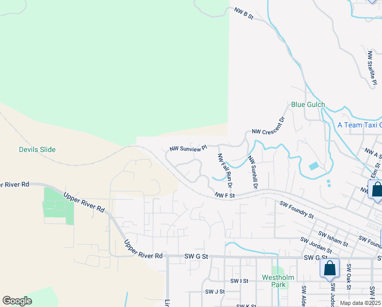 map of restaurants, bars, coffee shops, grocery stores, and more near 142 Northwest Native Run Loop in Grants Pass