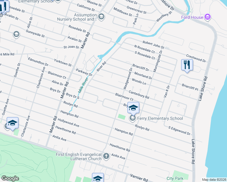 map of restaurants, bars, coffee shops, grocery stores, and more near 922 Blairmoor Ct in Grosse Pointe Woods