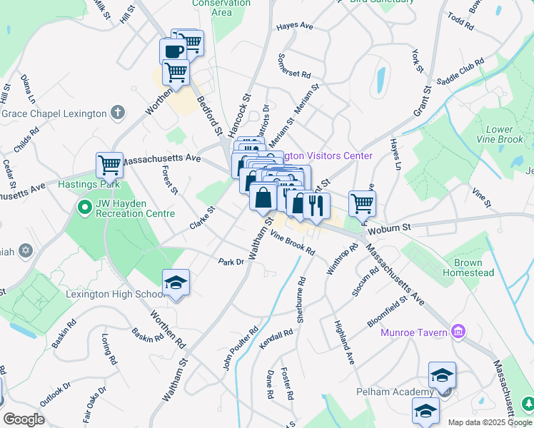 map of restaurants, bars, coffee shops, grocery stores, and more near in Lexington