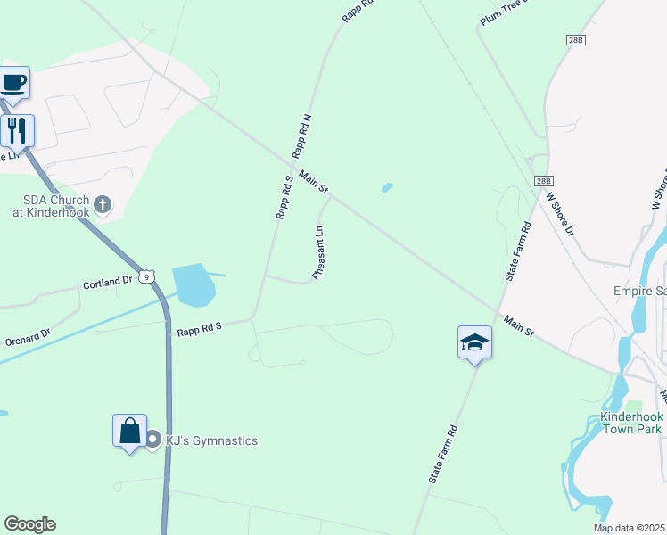 map of restaurants, bars, coffee shops, grocery stores, and more near 118 Hawthorn Dr in Valatie