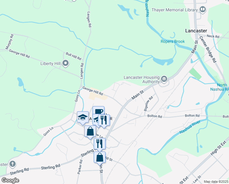 map of restaurants, bars, coffee shops, grocery stores, and more near 15 Dairy Lane in Lancaster