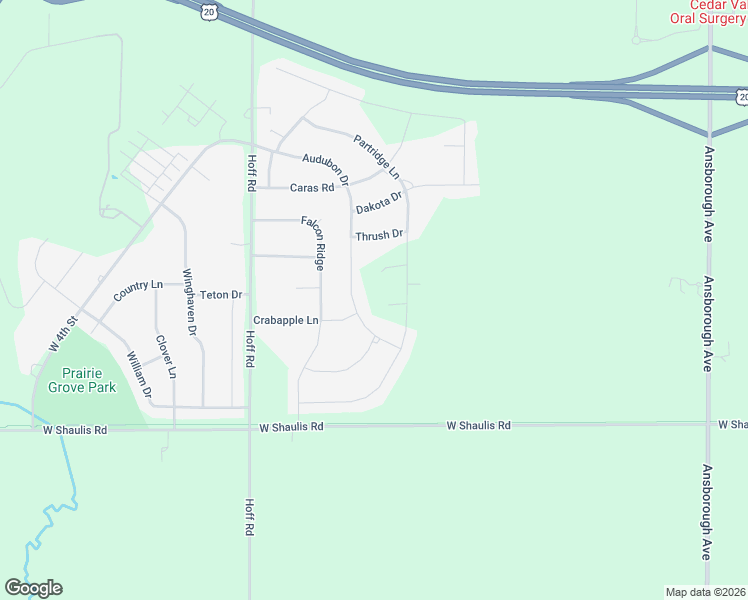 map of restaurants, bars, coffee shops, grocery stores, and more near 1510 Audubon Drive in Waterloo