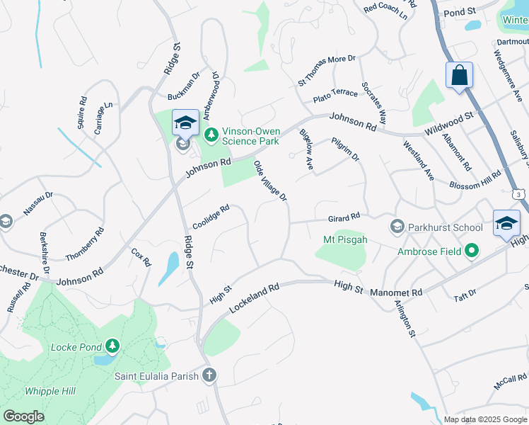 map of restaurants, bars, coffee shops, grocery stores, and more near 7 Windsong Lane in Winchester
