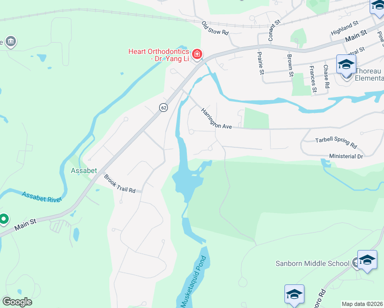 map of restaurants, bars, coffee shops, grocery stores, and more near 24 Old Mill Road in Concord