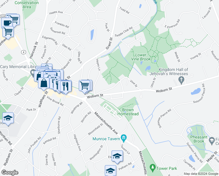 map of restaurants, bars, coffee shops, grocery stores, and more near 40 Vine Street in Lexington