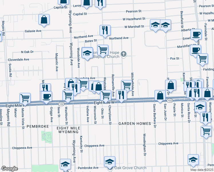 map of restaurants, bars, coffee shops, grocery stores, and more near 20785 Westview Avenue in Ferndale