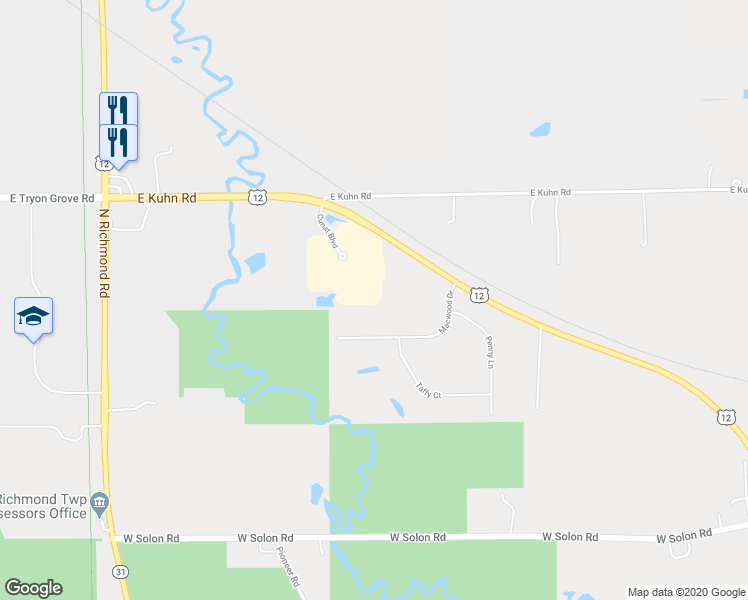 map of restaurants, bars, coffee shops, grocery stores, and more near 5006 Macwood Drive in Richmond