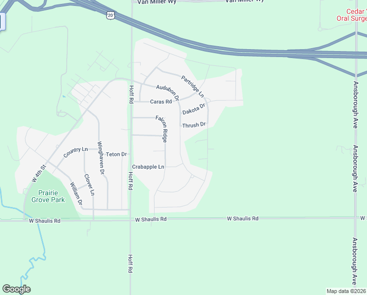 map of restaurants, bars, coffee shops, grocery stores, and more near 1510 Audubon Drive in Waterloo